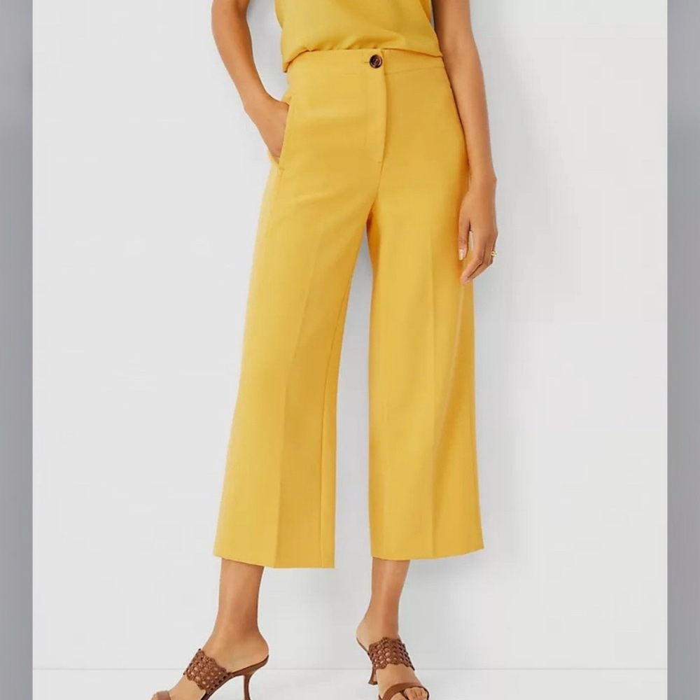 Ann Taylor Yellow Cropped Ankle Pants